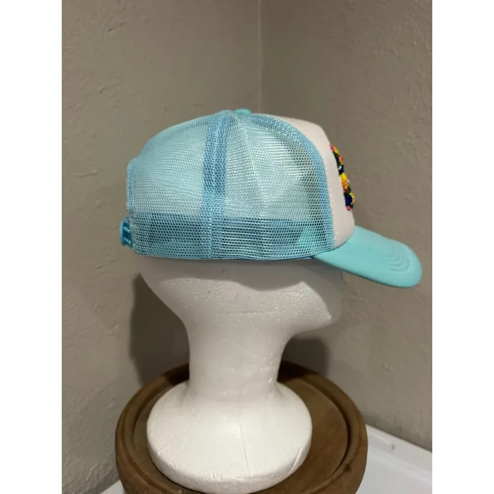 Hand Embroidered LOVE Floral Truckers Hat
